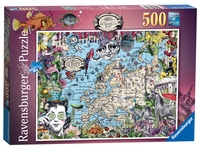 Ravensburger European Map,  Quirky Circus 500pc Jigsaw Puzzle