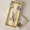 Engraved Button Corner Silver Plated Fork and Spoon Set