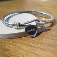 Engraved Curved Charm Bracelet