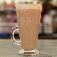 Engraved Glass Coffee Mug - Loves Coffee Balloons