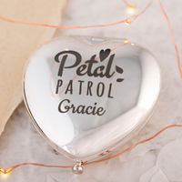 Engraved Heart Compact Mirror - Petal Power