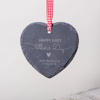 Engraved Heart-Shaped Slate Hanging Keepsake - Handprints
