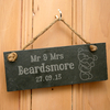 Engraved Hugs Hanging Slate Sign - Mr and Mrs