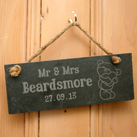 Engraved Hugs Hanging Slate Sign - Mr and Mrs