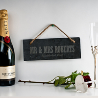 Engraved Marriage Hanging Slate Sign