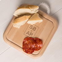 Engraved Wooden Square Board With Rope Handle