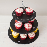 Personalised 3 Tiered Slate Cake Stand - Happily Ever After