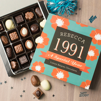 Personalised Belgian Chocolates - Special Year Flower