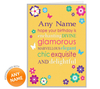 Personalised Birthday Card - Yellow Floral Design