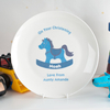 Personalised Bone China Plate - Boys Christening Rocking Horse