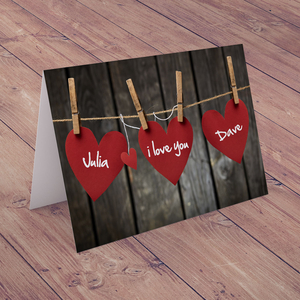 Personalised Card - Three Hearts