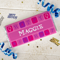 Personalised Chocolate Bar - Pink Birthday Balloons