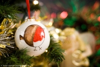 Personalised Fine China Bauble - Robin Design