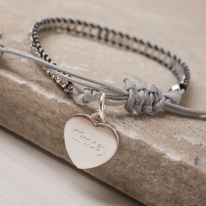 Personalised Grey & Black Diamanté Bracelet