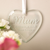 Personalised Hanging Glass Heart Keepsake - Any Name