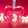Personalised Hanging Glass Heart Keepsake - First Christmas Snowflake