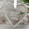 Personalised Hanging Glass Heart Keepsake - Ruby Wedding Anniversary