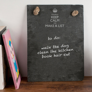 Personalised Hanging Slate Chalkboard - Keep Calm & Make A List