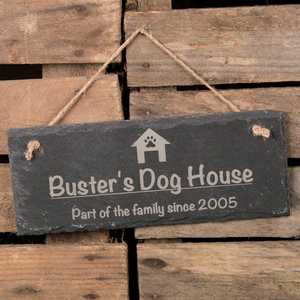 Personalised Hanging Slate Sign - Dog House