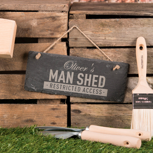 Personalised Hanging Slate Sign - Man Shed,  Restricted Access