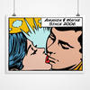 Personalised Kiss Sparks Comic Style Print