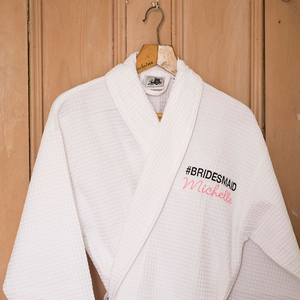 Personalised Luxury Waffle Piped Bathrobe - Bridesmaid