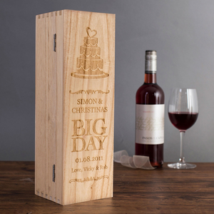 Personalised Luxury Wooden Wine Box - Big Day