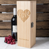 Personalised Luxury Wooden Wine Box - I Love You Heart