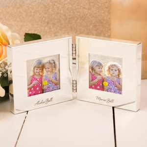 Personalised Mini Silver Double Photo Frame