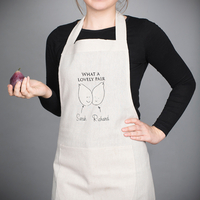 Personalised Natural Apron - What A Lovely Pair