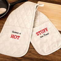 Personalised Natural Double Oven Gloves