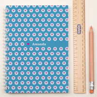 Personalised Notebook - Blue With Hearts
