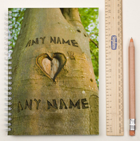 Personalised Notebook - Heart Tree Carving