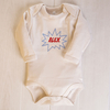 Personalised Organic Beige Long Sleeve Baby Grow - KAPOW