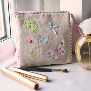 Personalised Pink Butterfly Cosmetic Bag