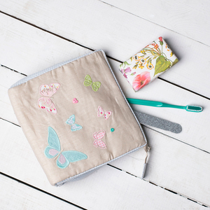 Personalised Pink Butterfly Toiletry Bag
