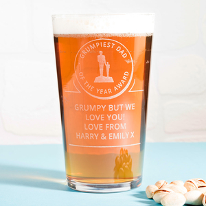Personalised Pint Glass - Grumpiest Dad Of The Year