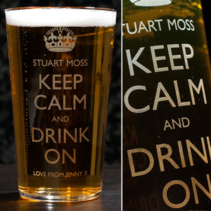 Personalised Pint Glass - Keep Calm and Drink On