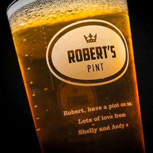 Personalised Pint Glass - Oval Badge