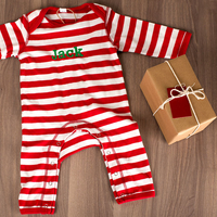 Personalised Red & White Stripe Baby Grow