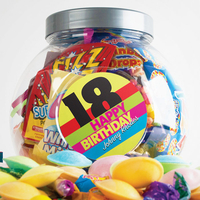 Personalised Retro Sweet Jar - Birthday Coloured Stripes