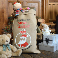 Personalised Saint Nicholas Hessian Santa Sack