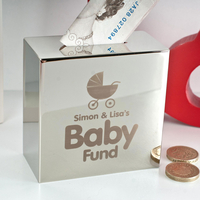 Personalised Silver Money Box - Baby Fund