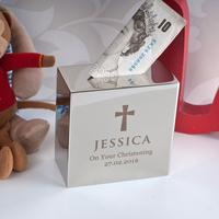 Personalised Silver Money Box - Christening