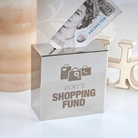 Personalised Silver Money Box - Shopping Fund