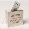 Personalised Silver Square Money Box - Sports Car Fund
