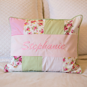 Personalised Stripe Patchwork Cushion