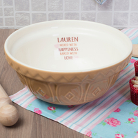 Personalised Tan Mixing Bowl - Love Hearts