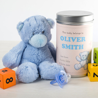Personalised Teddy In A Tin - Cute Baby Boy
