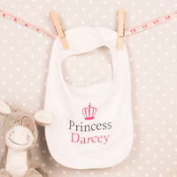 Personalised White Baby Bib - Princess